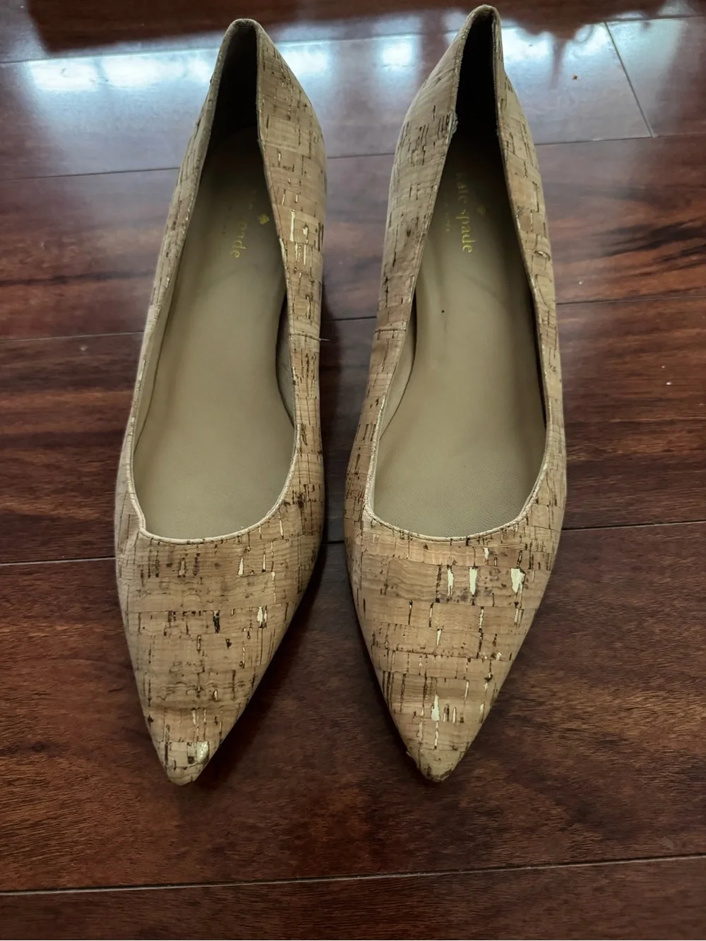 kate spade Cork Block Heel Pumps in Natural Beige